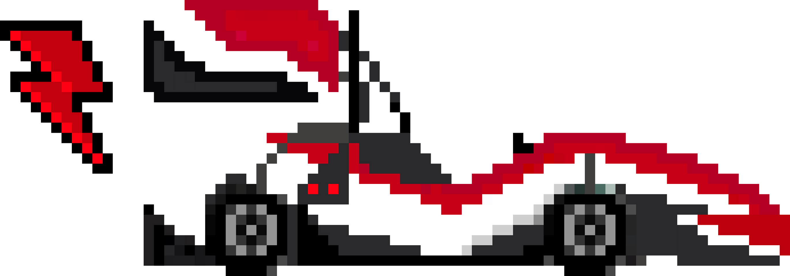 Pixelated Art Piece of RFR 2024 Car Graphic design work by Zachary Jacobson for Rutgers Formula Racing